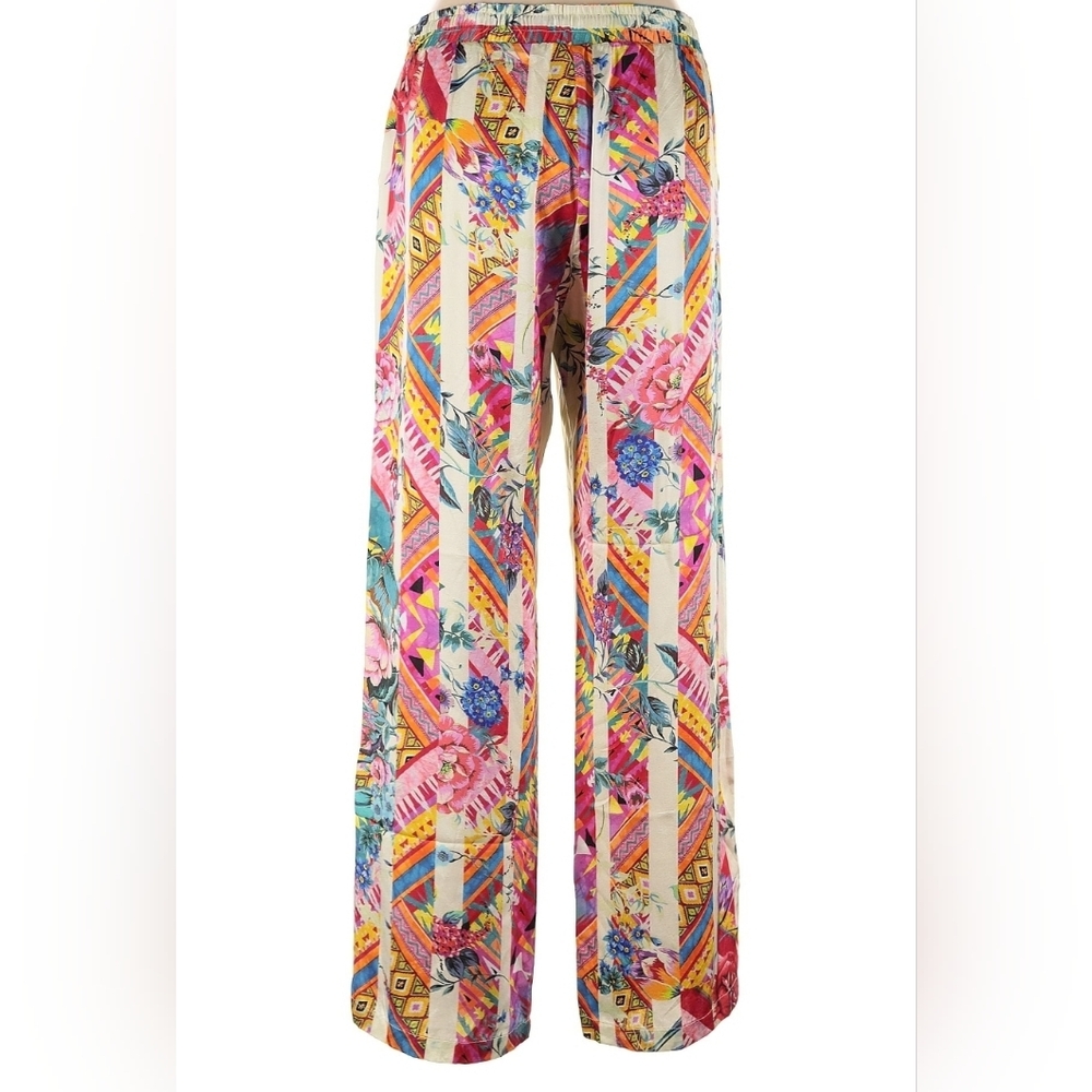 Johnny Was Multicolor Printed Cropped Wide-Leg Pants - Picture 7 of 9